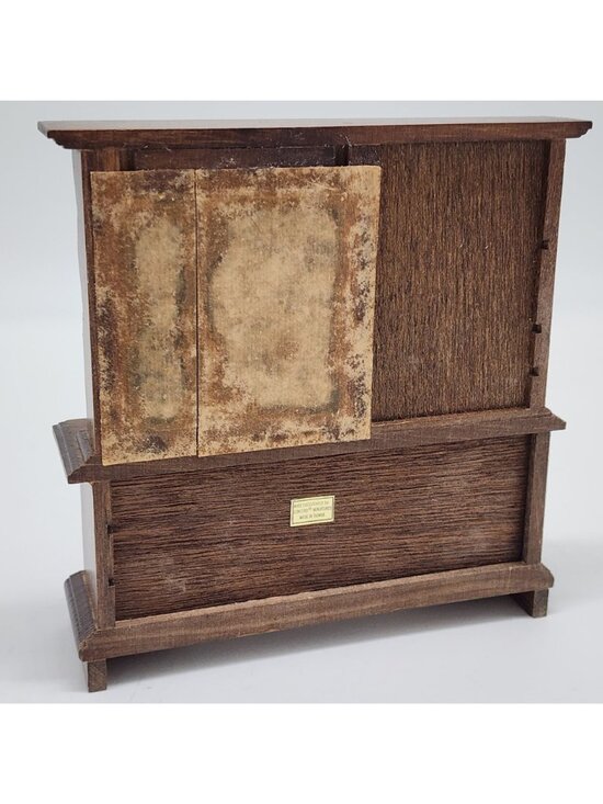 VTG Concord Miniatures Dollhouse Wooden China Cabinet Drawers & Mirror 1:1 Scale - Picture 6 of 10